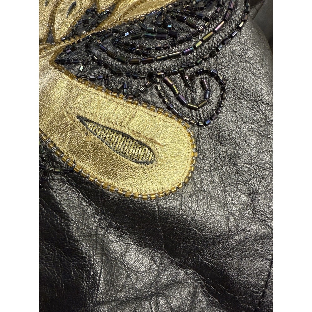 Vintage Raw Basix Leather Jacket. Black. Womens. Embellishments. Sz L - Picture 9 of 10